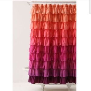 Anthropologie Pink Ombré Ruffle Shower Curtain